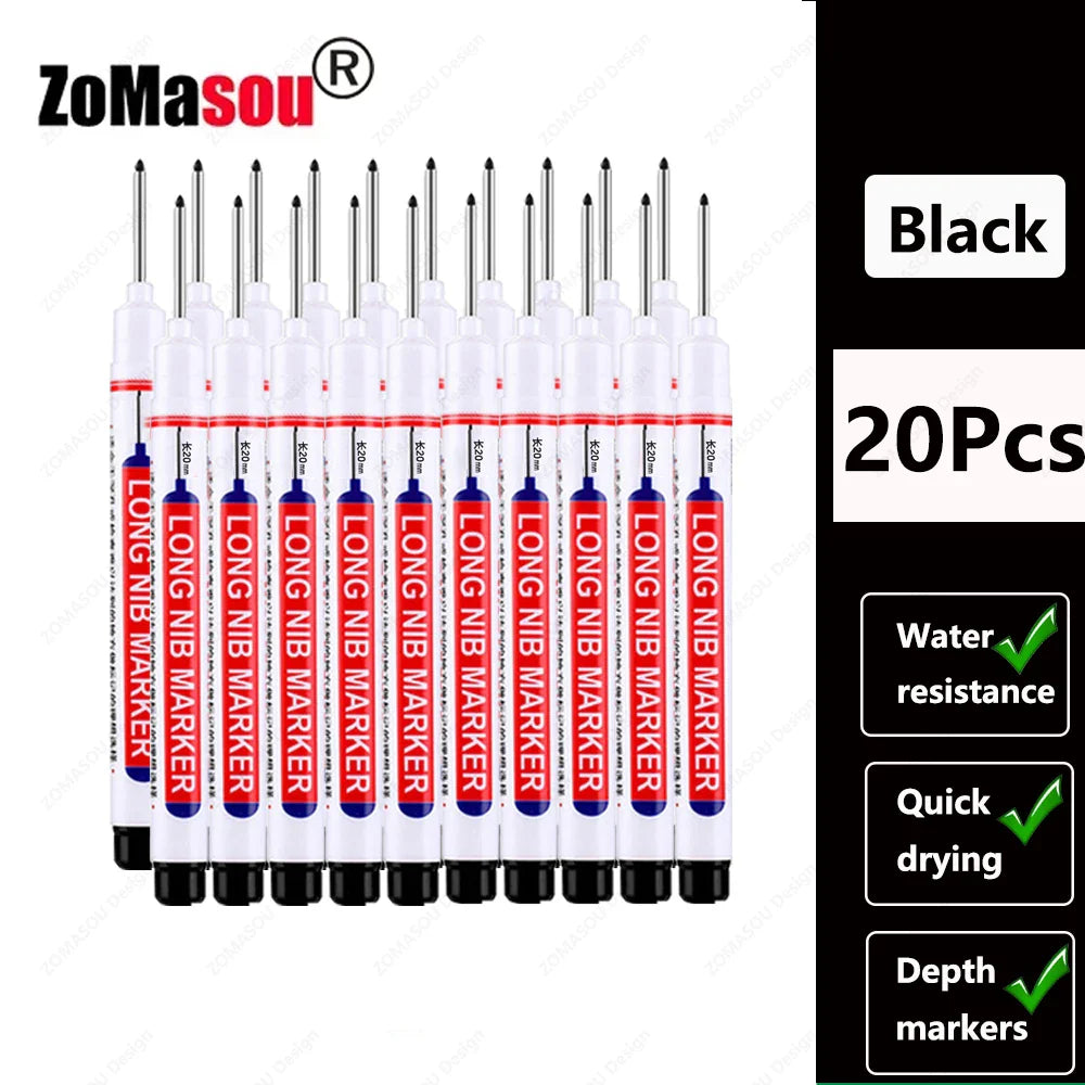 20mm Long-Head Deep Hole Marker Pens - Waterproof Fast-Dry Oil Markers for Wood, Metal & Glass (Red/Black/Blue/Green)