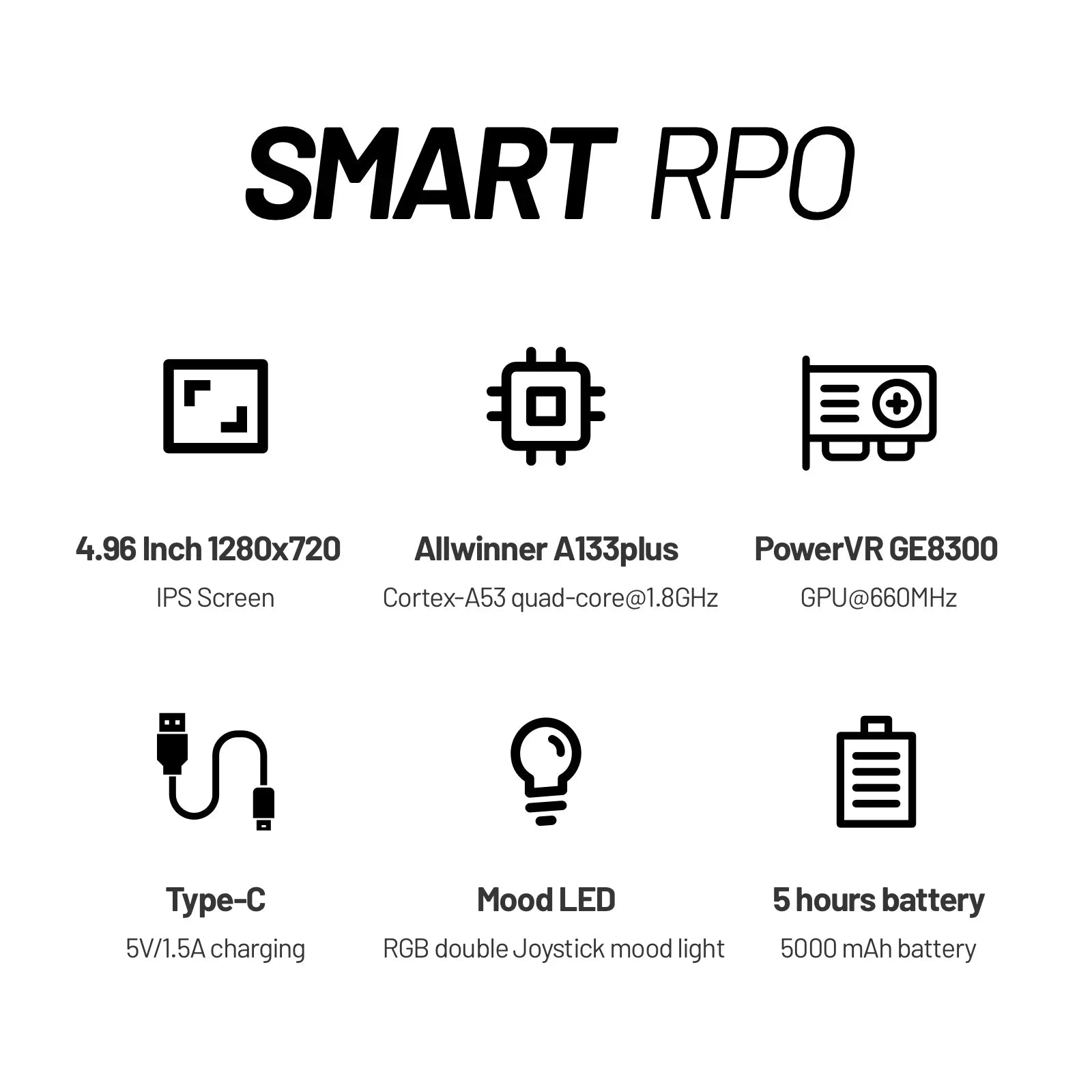 Smart Pro Retro Handheld Game Console 4.96-inch (12.6 cm) IPS Linux Dual Joystick RGB LEDs 5000mAh 13,000+ Games