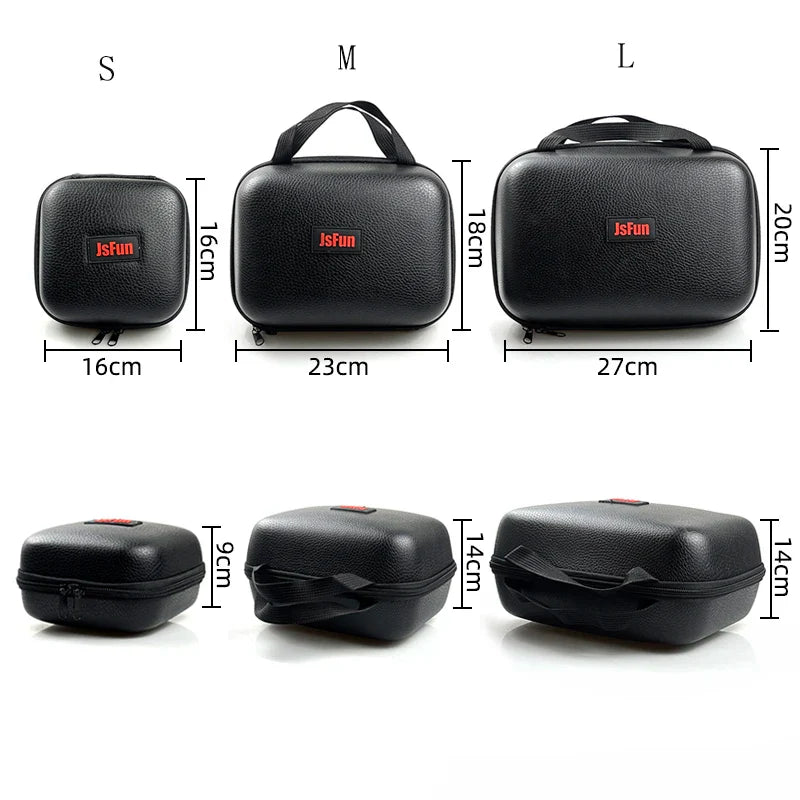 Spinning Reel Bag PU Case – Waterproof Shockproof Fishing Reel Storage (S/M/L, Fits 1–2 Reels)
