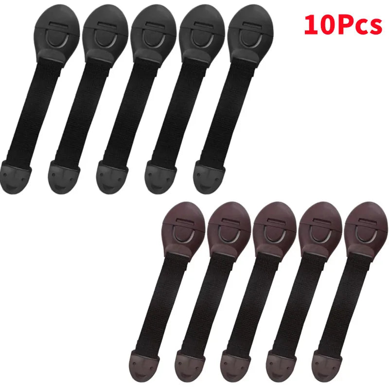 Baby Proof Cabinet & Drawer Lock Straps — 5/10-Pack Child Safety Door Latches, 20 cm (7.9 in) with 10 cm (3.9 in) Strap