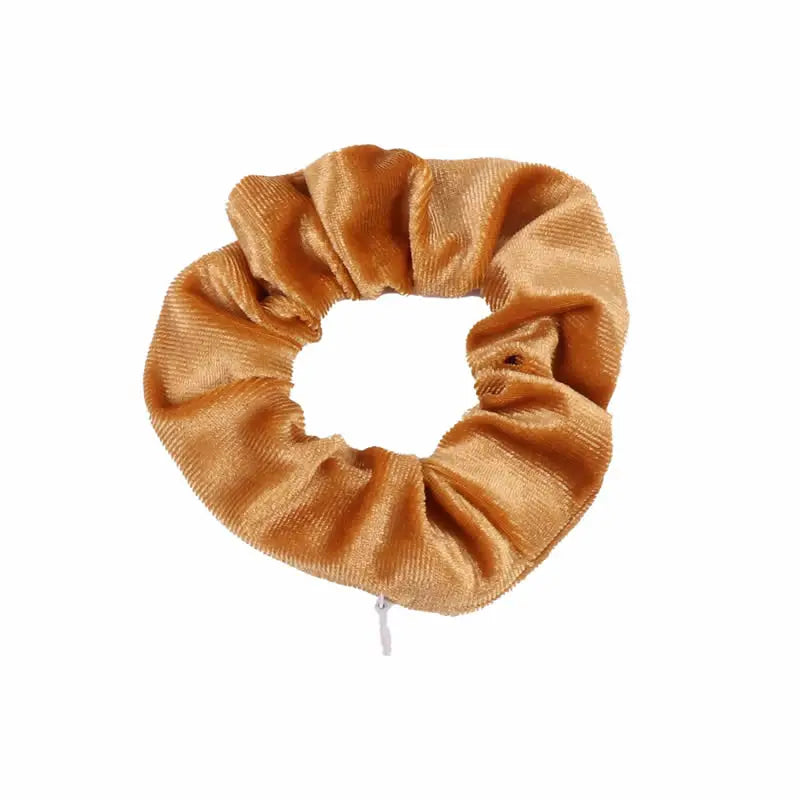 Hidden Pocket Scrunchie Hair Tie with Zipper - Secret Safe for Keys, Cash & Jewelry, Travel & Festival Accessory