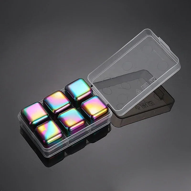 Stainless Steel Reusable Whiskey Stones - Quick-Freeze Ice Cubes with Storage Tray for Whiskey Wine Beer