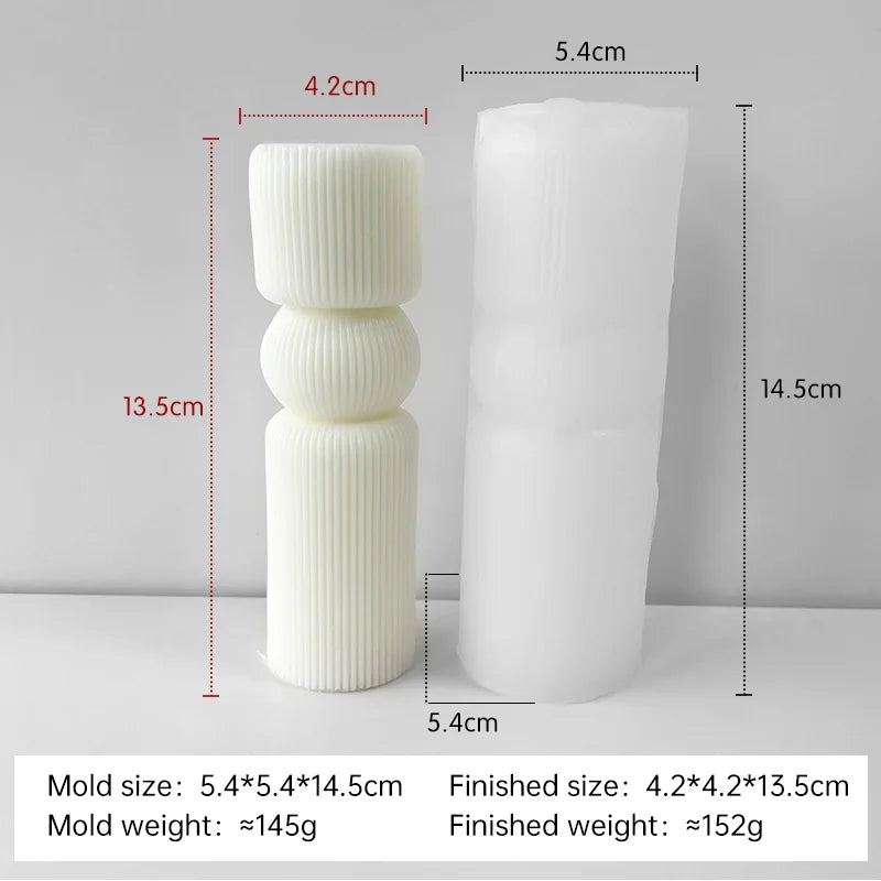 Striped Cylinder Silicone Candle Mold for DIY Pillar, Soy Wax, Plaster & Resin Crafts