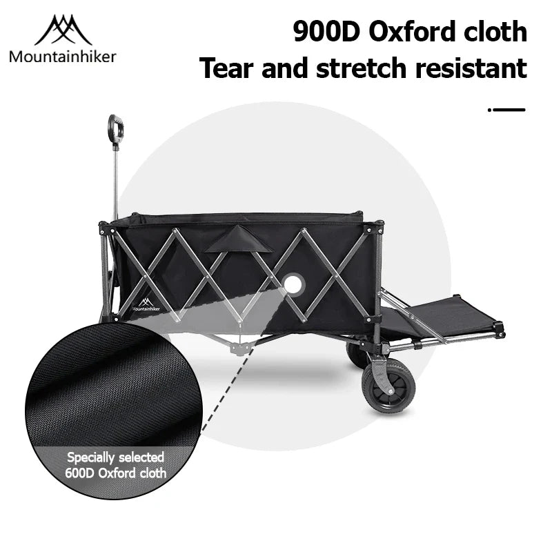 240L (63.4 gal) Camping Handcart Wagon – 900D Oxford Fabric & Iron Frame, Foldable Utility Cart, 2 Colors