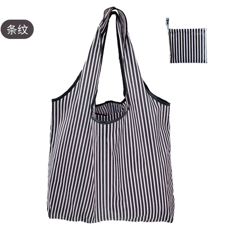 Large Foldable Reusable Shopping Tote Bag, Eco Grocery & Beach Shoulder Bag, Packable Polyester