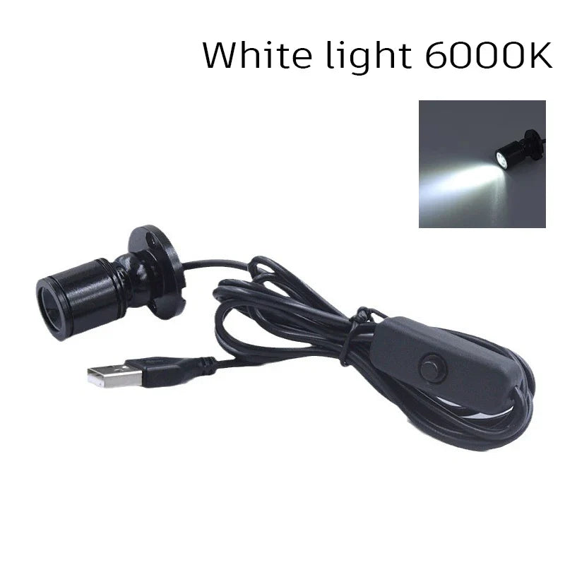 3W USB 5V LED Mini Spotlight - Surface Mount Rotatable Cabinet & Jewelry Display Light (Warm White + RGB)