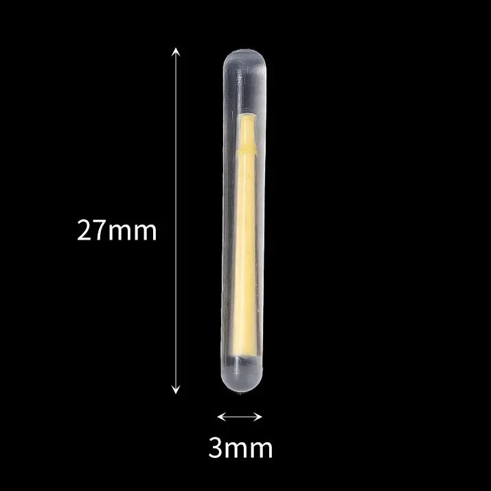 50/100-Pack Fluorescent Firefly Fishing Rod Lights – Glow Night Float Lights, Sizes 2.2–4.5mm (0.09–0.18 in)