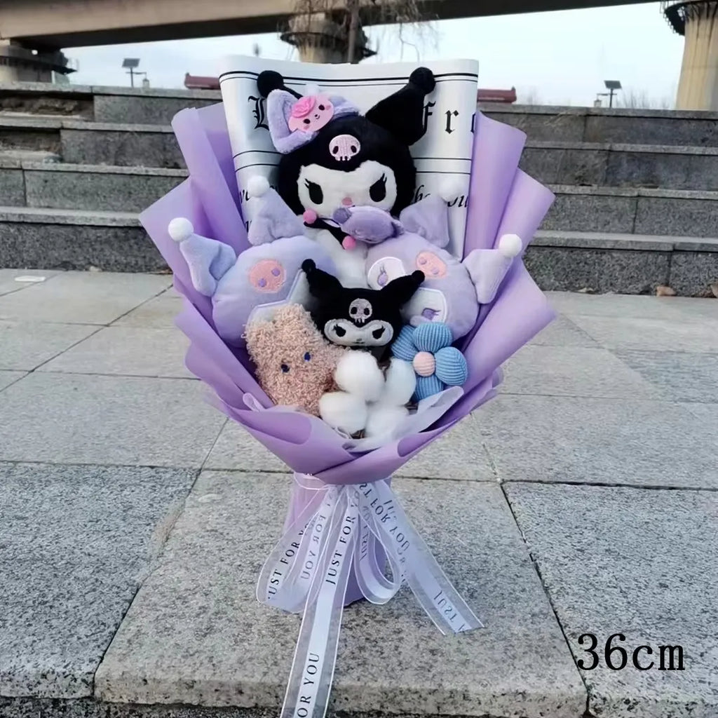 Kawaii Cat Plush Bouquet with Soap Rose Flowers — Cute Valentine's Day, Birthday & Graduation Gift