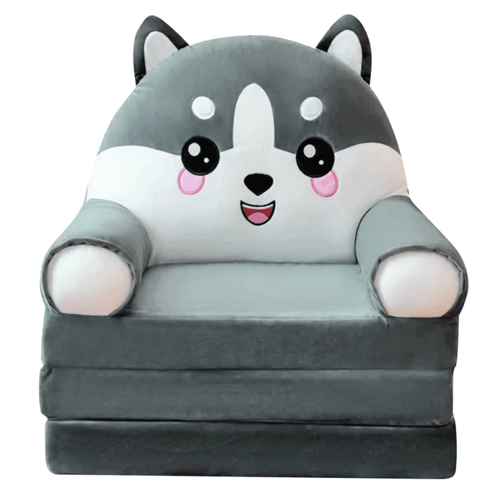 Plush Foldable Kids Sofa Bed 2-in-1 Cartoon Armchair with Removable Washable Cover