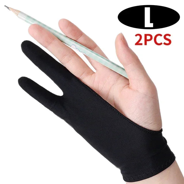 Palm Rejection Two-Finger Drawing Glove for Graphic Tablets - Right/Left Hand