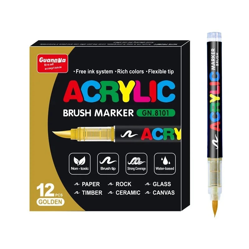 Acrylic Paint Pens Set - Multi-Tip Brush & Marker for Rock Painting, Stone & Ceramic Art (12 to 240 Colors)
