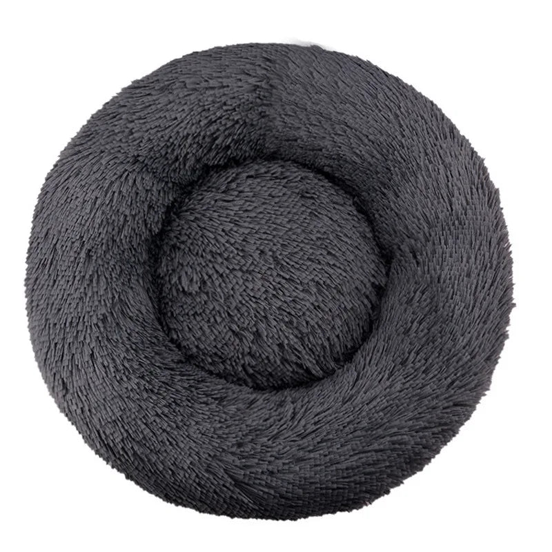 Round Plush Pet Bed, Washable Cozy Dog & Cat Sofa, Winter Warm, Multiple Sizes 16–35 in (40–90 cm)