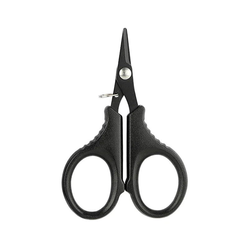 Fishing Line Scissors Keychain - Serrated Stainless Steel Blade, Titanium-Coated Corrosion-Resistant, Blunt Tip (9.5 x 6.27 cm / 3.74 x 2.47 in)