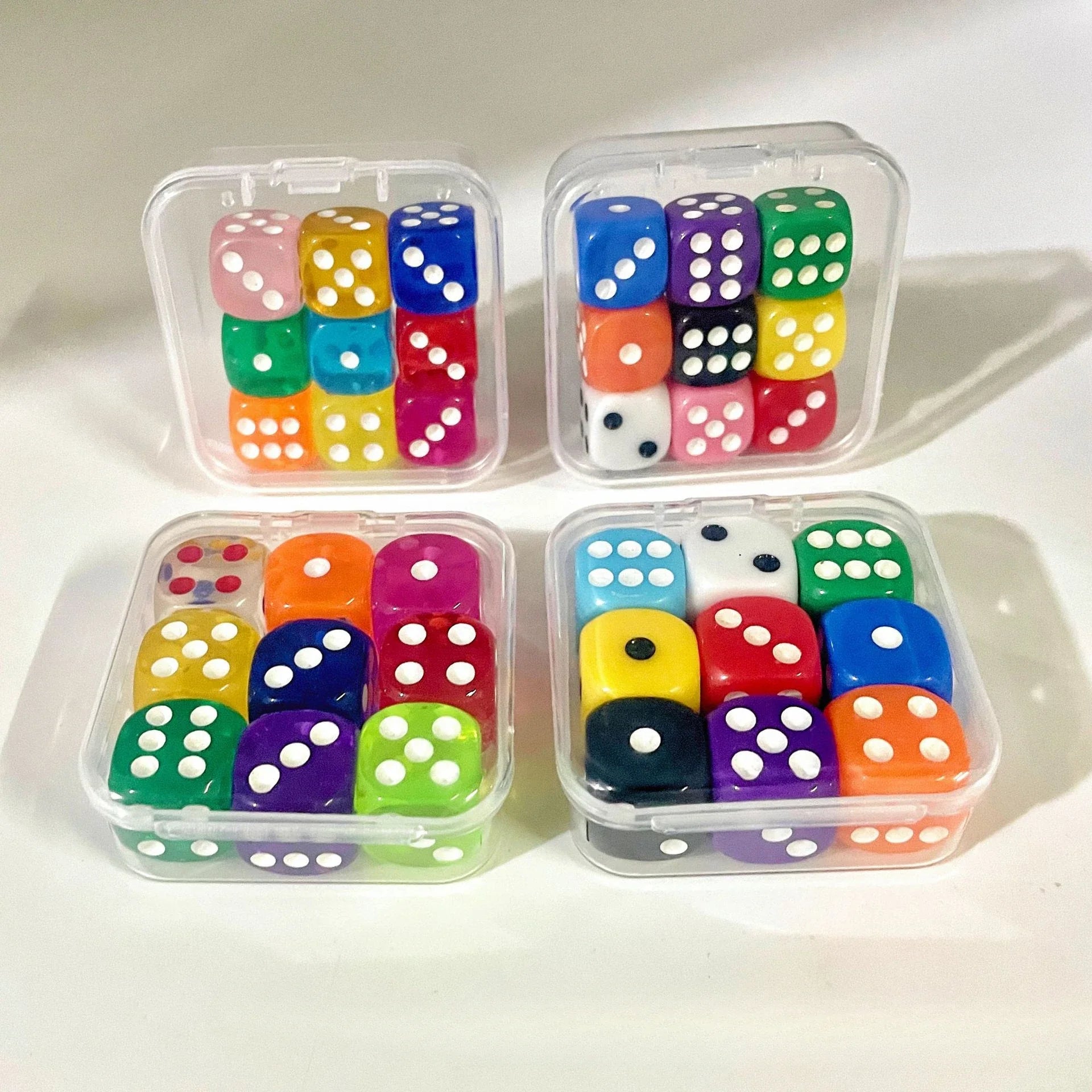 9-Piece Vibrant Color Dice Set with Portable Clear Storage Case, Assorted Colors for Math Games and Tabletop Gaming
