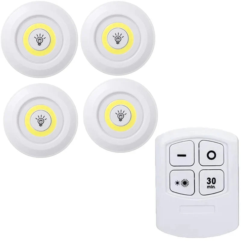 Dimmable Battery-Operated LED Under-Cabinet Light with Remote — Closet, Wardrobe & Bathroom Night Lamp