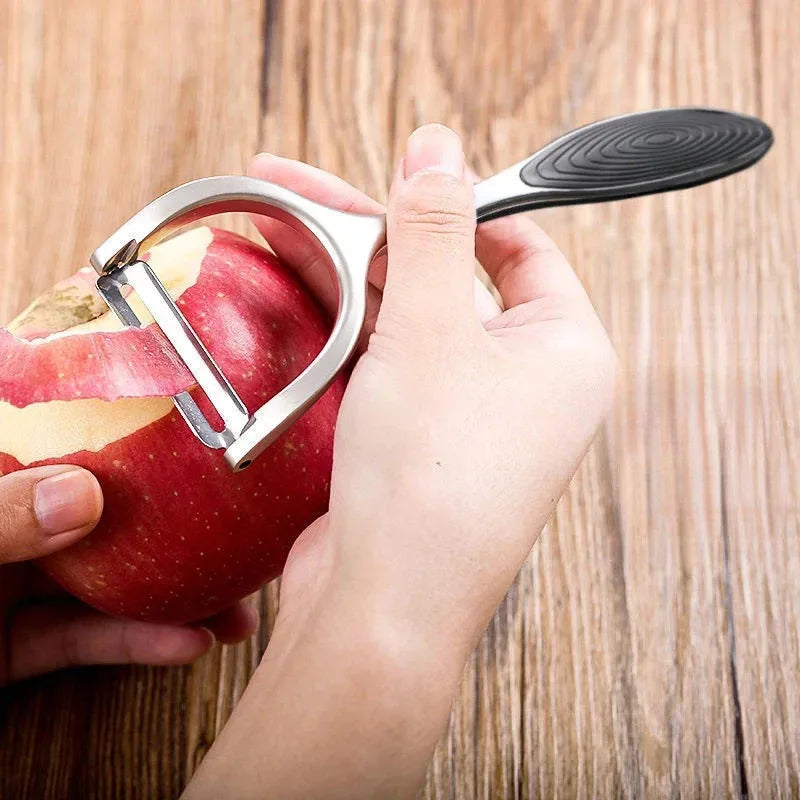 Stainless Steel Multi-Purpose Vegetable Peeler & Grater - Serrated & Flat Blades for Potatoes, Melons, Fruits