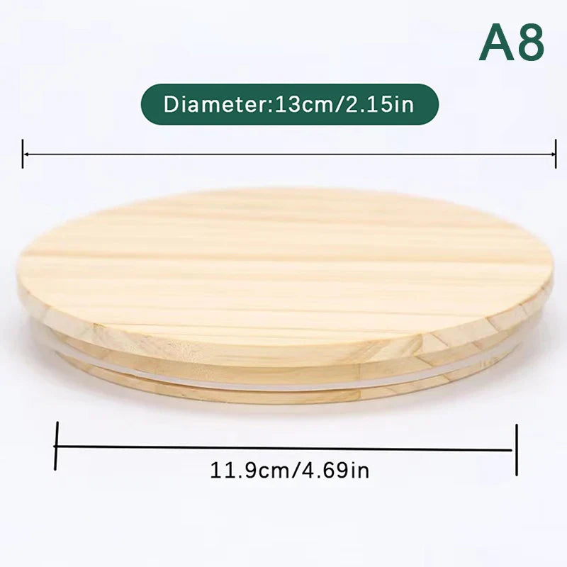 Handmade Pine Wood Jar Lid with Silicone Seal – Airtight Wooden Cover for Jars, Mugs & Candle Cups, Fits 52–130 mm (2.05–5.12 in)