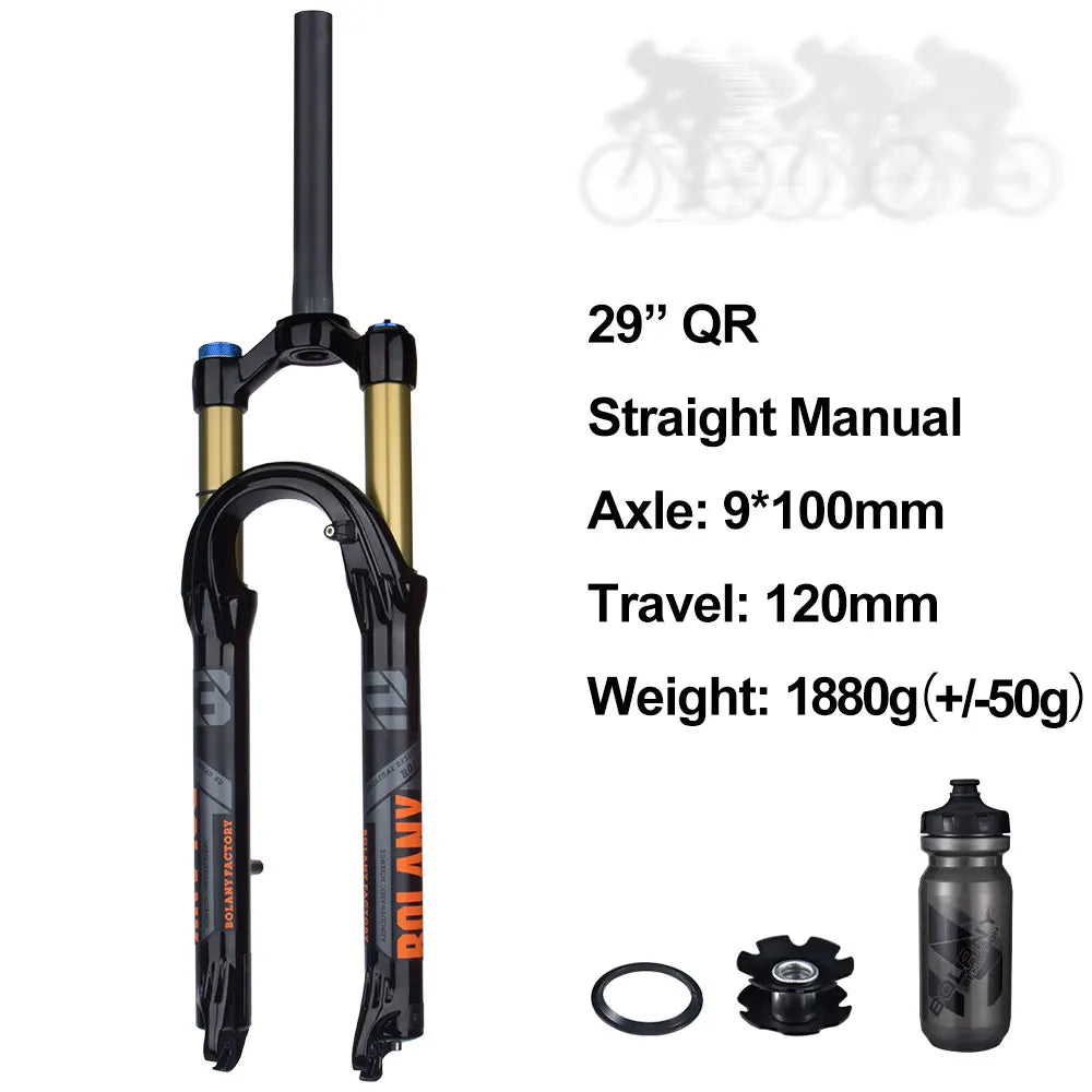 120mm (4.7in) Travel Mountain Bike Air Fork 27.5/29 in, 32mm (1.26in) Stanchion Magnesium Alloy Suspension - Orange