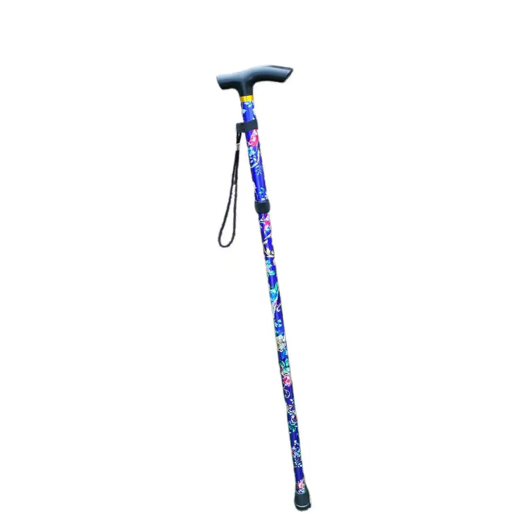 Adjustable Foldable Flower-Top Aluminum Walking Cane – T-Handle Portable Hiking Stick, 32–36 in (82–92 cm)