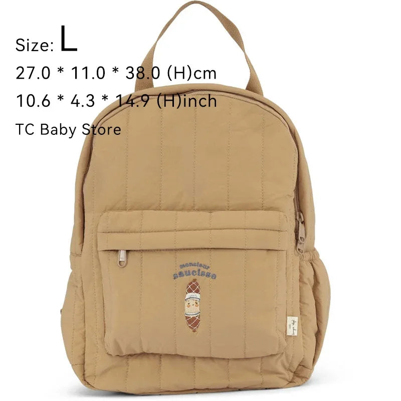 Kids Cotton Backpack (S/L) – Kindergarten & Travel Schoolbag for Toddlers, Children and Moms, Waterproof Geometric Cherry Lemon