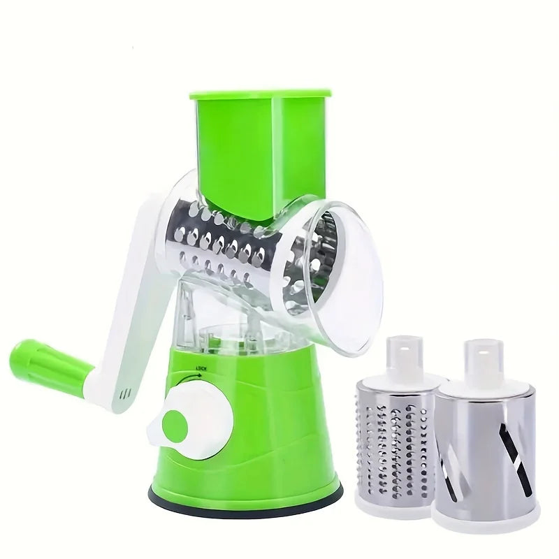 Stainless Steel Benchtop Drum Slicer & Grater for Vegetables and Fruits
