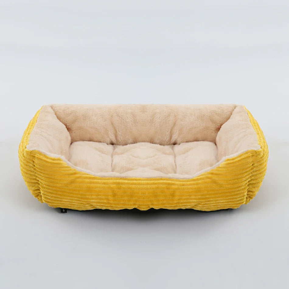 Plush Square Pet Bed for Dogs & Cats, Calming Kennel Sofa Cushion in Multiple Sizes (XS-XXL)