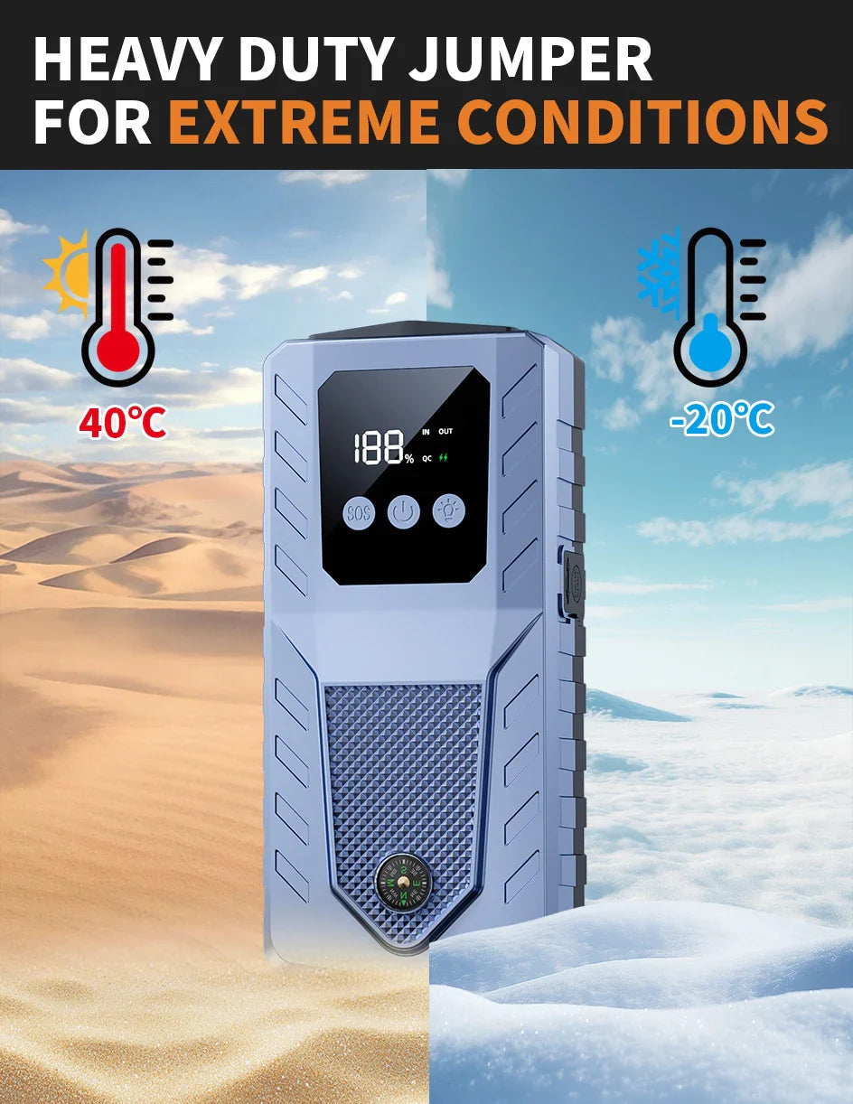 12V Portable Car Jump Starter Power Bank 2000A/3000A Emergency Auto Starter Booster