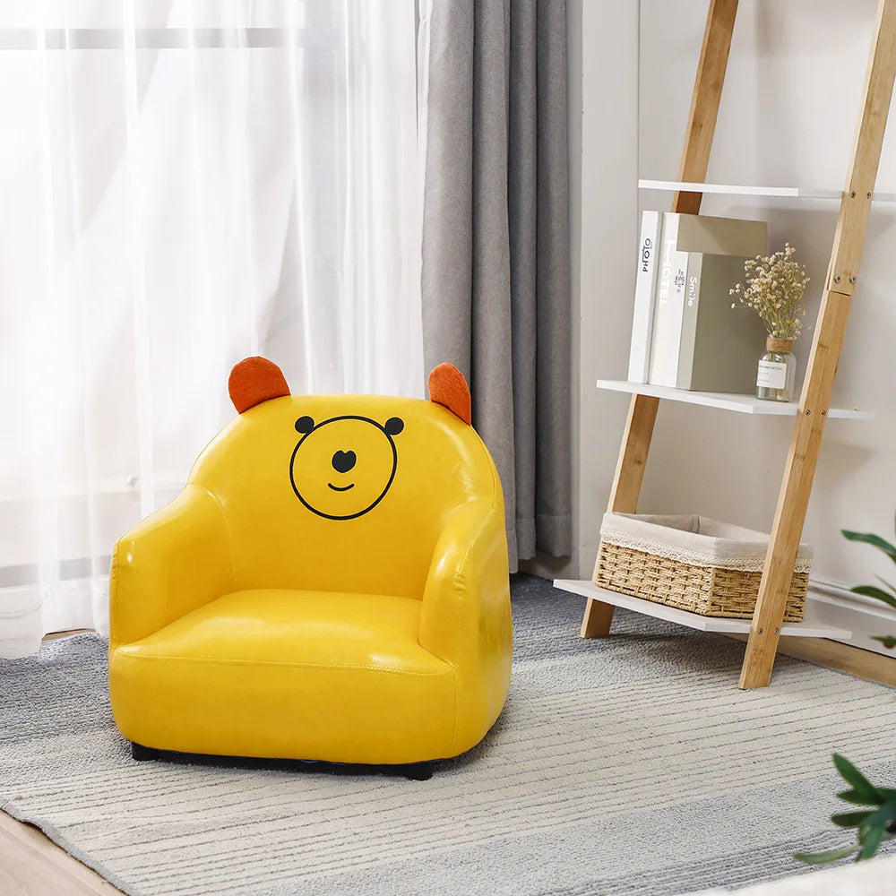 Kids Cartoon Sofa Chair — Children's Toddler Armchair & Learning Stool, Wooden Frame with High-Elastic Foam (22 x 21 x 19.7 in | 56 x 54 x 50 cm)