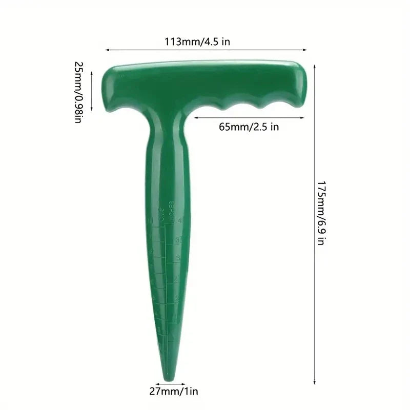 Handheld Garden Hole Puncher with Clear Scale and Seed Dispenser - Lightweight Planting Tool for Seeds and Bulbs
