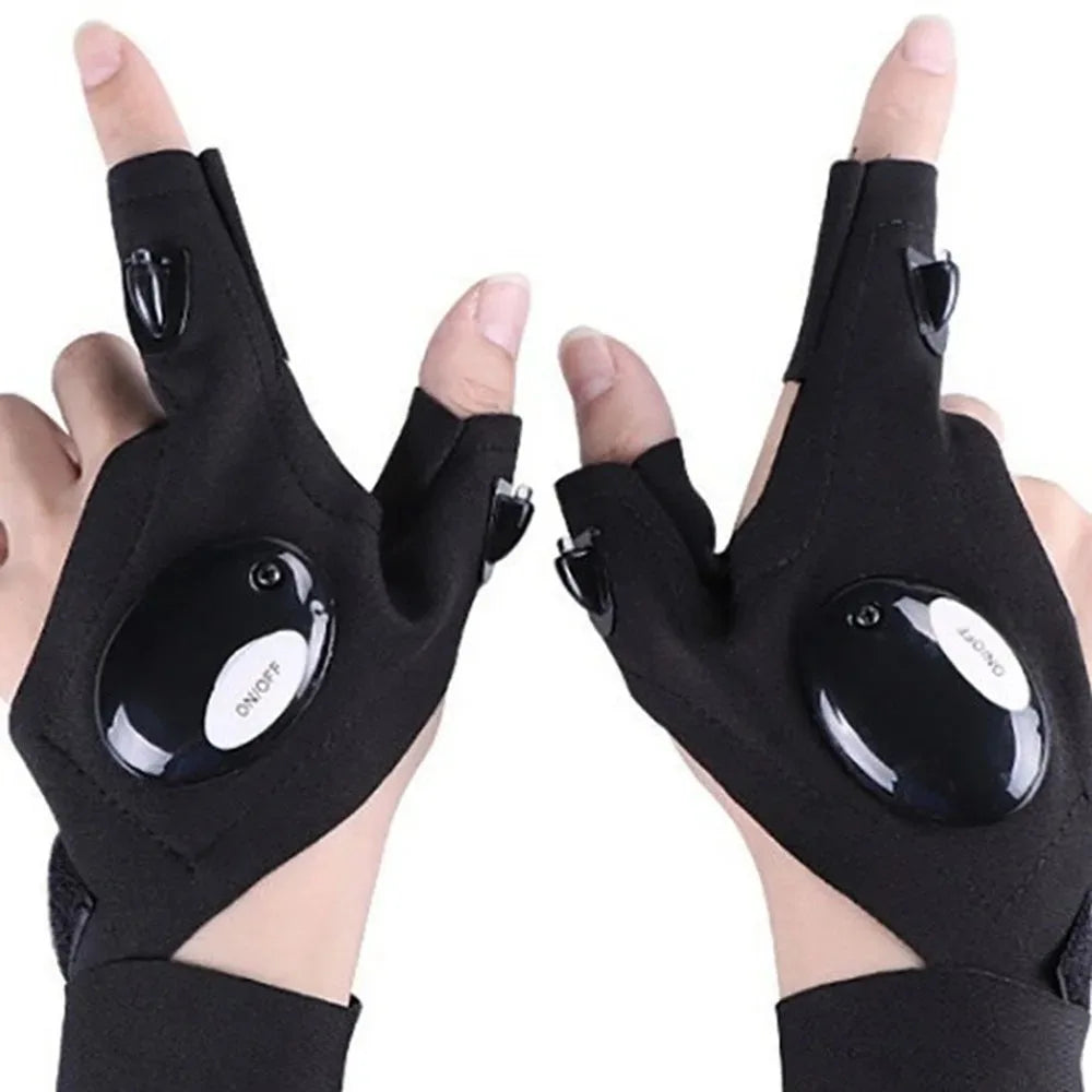 LED Fingerless Gloves for Fishing & Cycling – Light-Up Gloves with Built-In LED Lights for Night Outdoor Safety