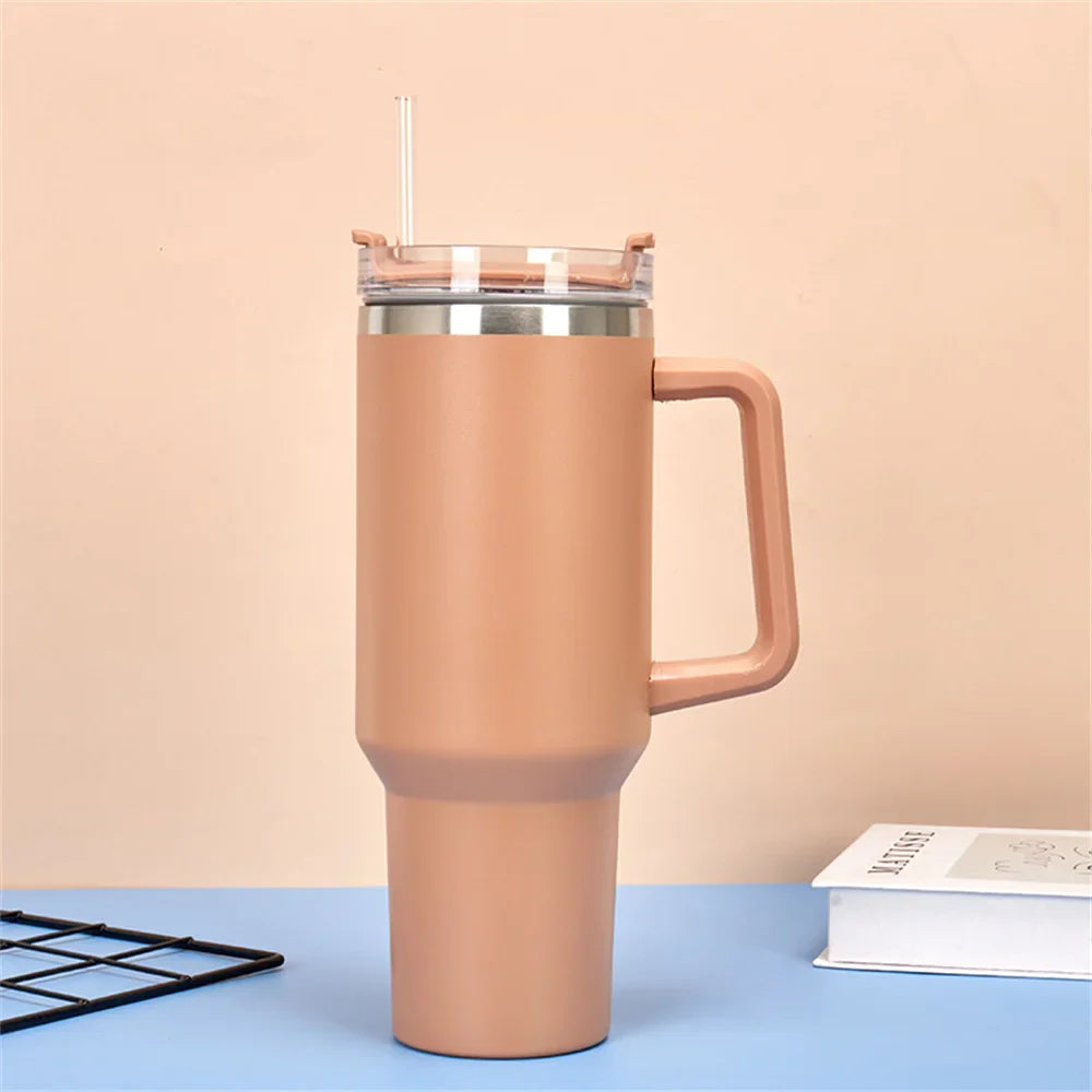 40oz Vacuum Insulated Tumbler with Handle & Straw Lid | Stainless Steel Travel Bottle