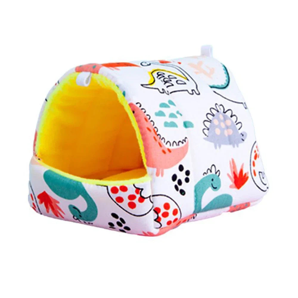 Cute Cartoon Plush Hanging Pet Nest — Warm Small Animal Sleeping Bed for Hamster, Guinea Pig, Rabbit (S/M/L/XL 3.15–7.87 in / 8–20 cm)
