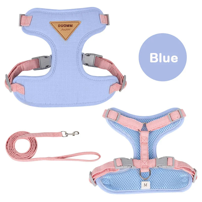 Breathable No-Pull Puppy Harness and Leash Set for Small & Medium Dogs and Cats, Ideal for French Bulldog Chihuahua Poodle