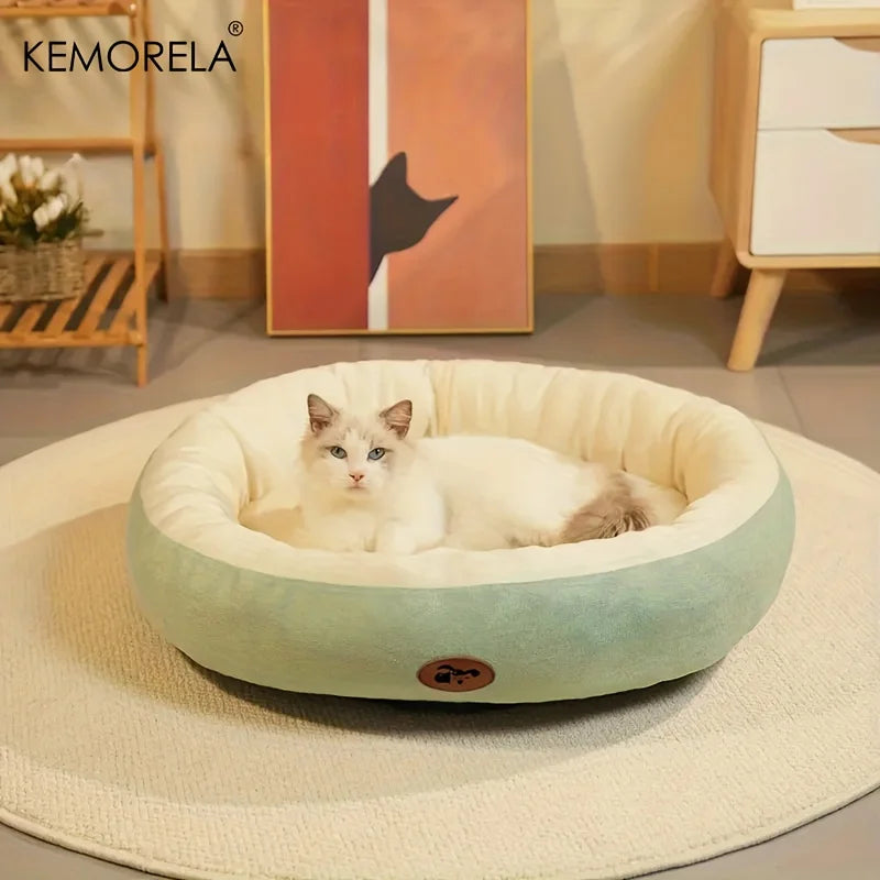 Plush Oval Pet Bed for Dogs & Cats — Thickened Machine-Washable All-Season Cushion for Small, Medium & Large Breeds