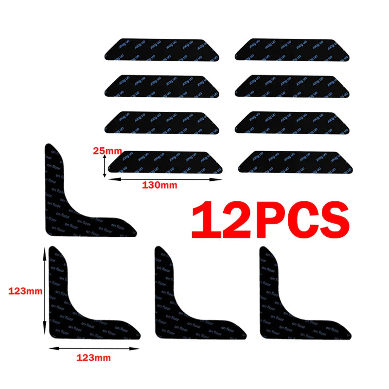 Non-Slip Rug Corner Pads - Reusable Washable PU Carpet Grippers Anti-Curling Adhesive for Rugs & Mats