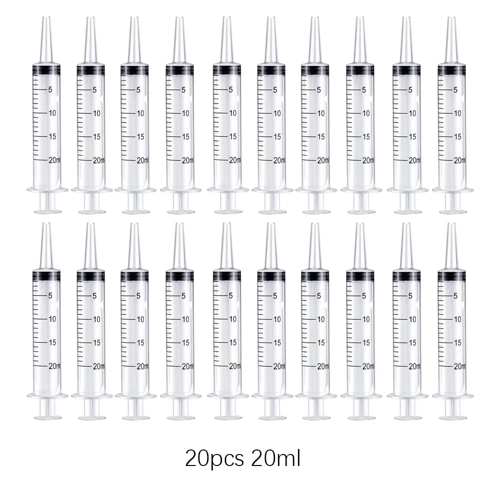20ml Reusable Plastic Measuring Syringe Pack (5/10/20/30) - Hydroponics Nutrient, Oil Pump & Pet Medicine Feeder