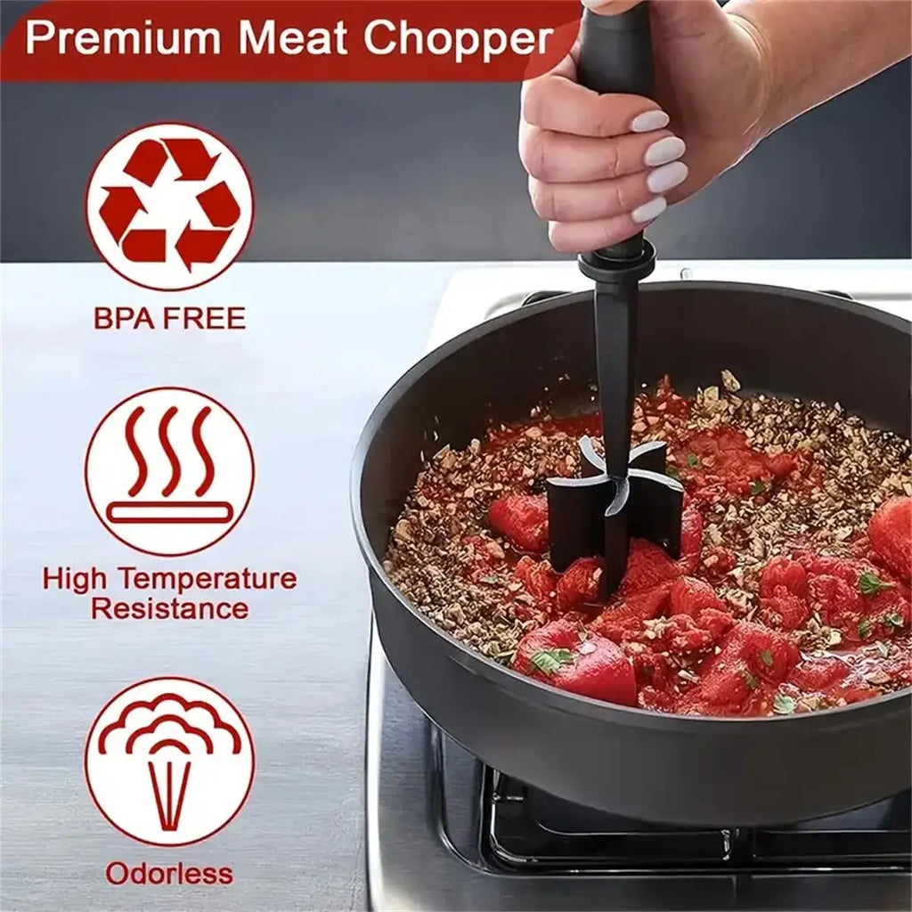 Kitchen Meat Chopper & Shredder Heat-Resistant Ground Beef Smasher for Hamburger Patties