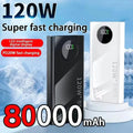 50,000mAh 120W High-Capacity Portable Power Bank, Wireless Charger with Built-In Cable, PD & USB-C Fast Charging for iOS and Android