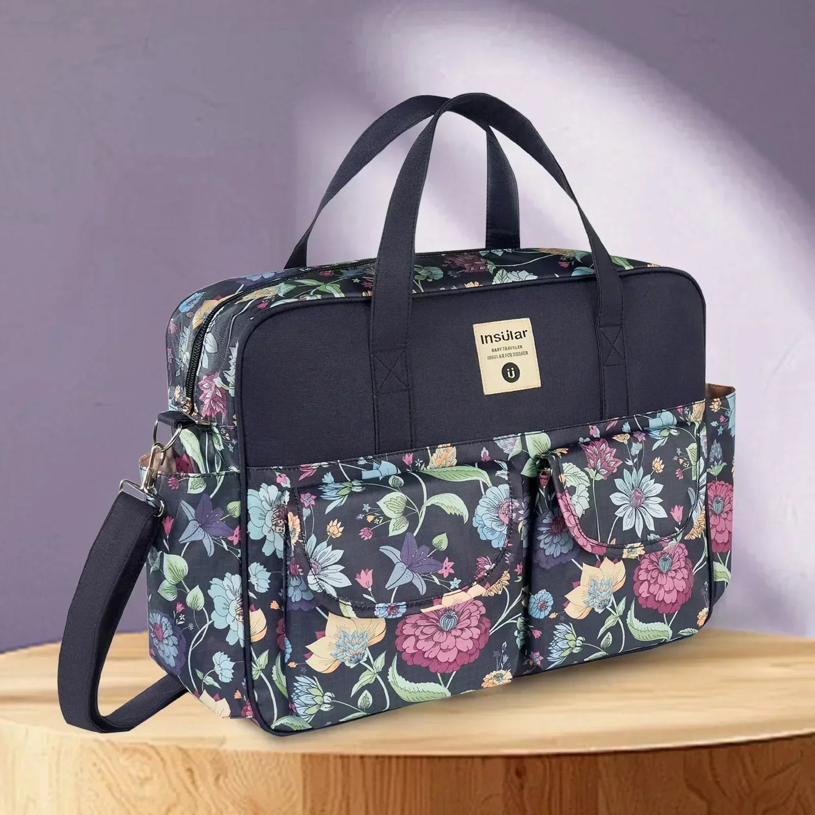 Large Capacity Waterproof Mommy Diaper Bag - Wide-Opening Travel Messenger Crossbody Nappy Bag with Organizer