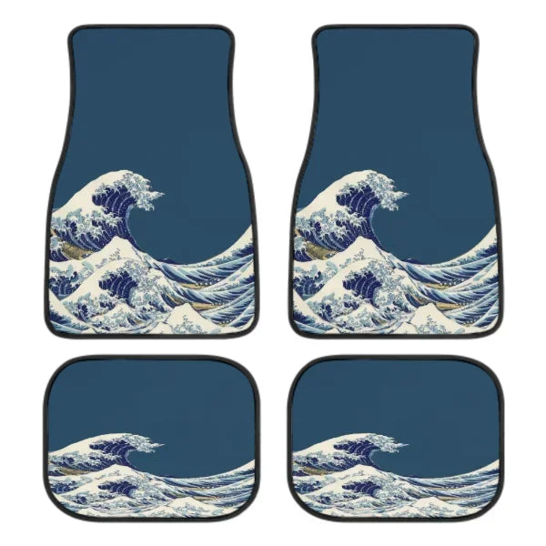 Great Wave Off Kanagawa 4-Piece All-Weather Car Floor Mats - Universal Fit for SUVs, Sedans, Trucks