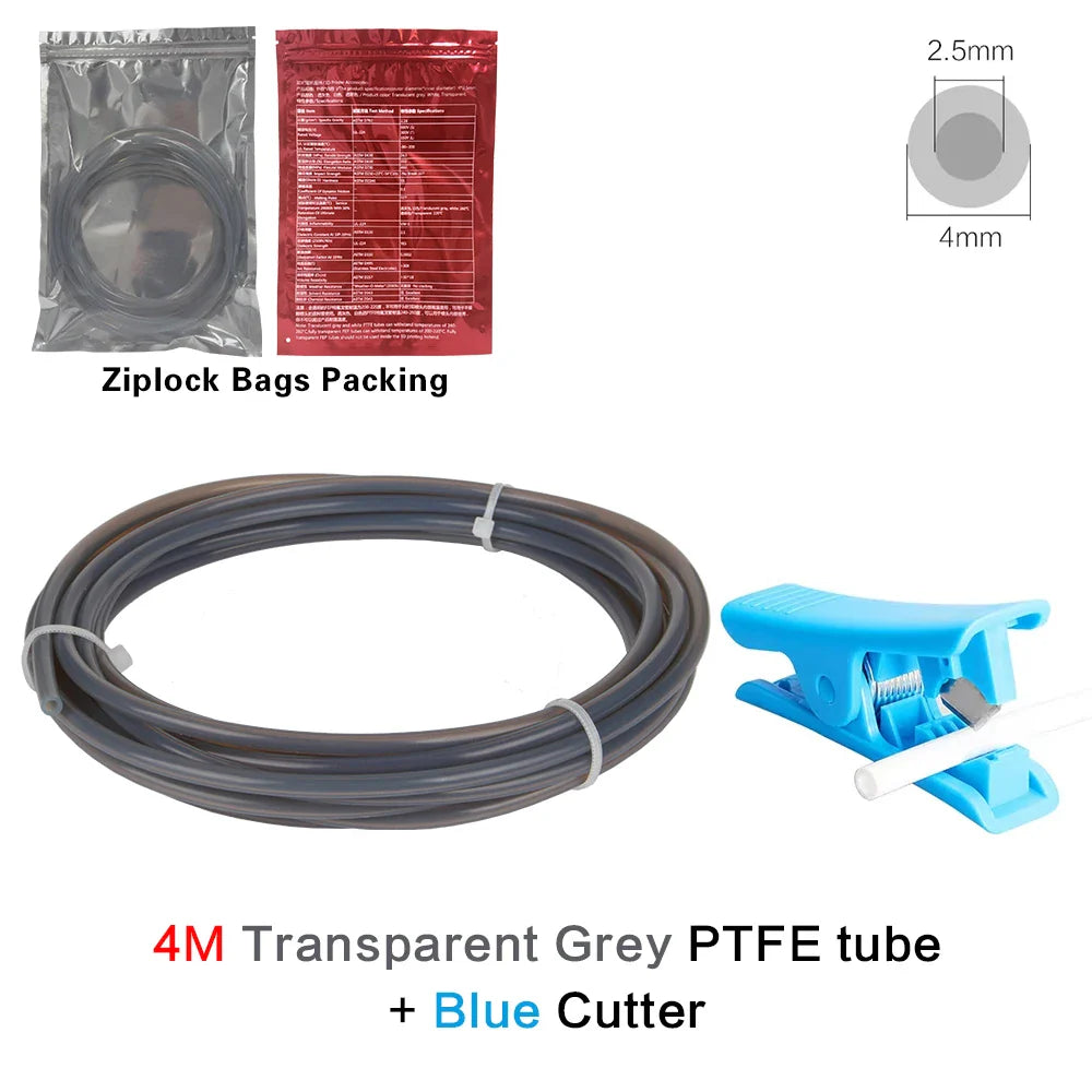 PTFE Bowden Tube for 1.75mm Filament – 2.5mm ID x 4mm OD (0.098 in x 0.157 in) Extruder Feed Tube for Mini 3D Printers