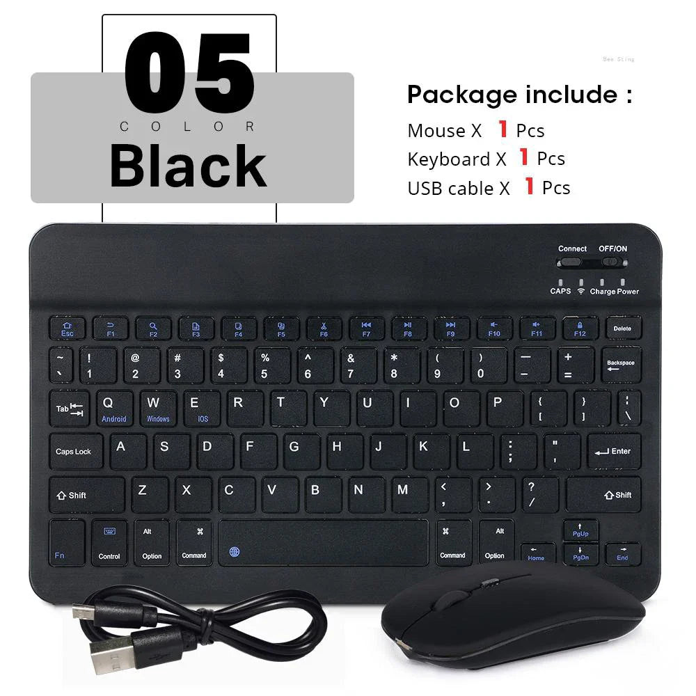 Mini Wireless Bluetooth Keyboard and Mouse — Portable Slim Rechargeable Keyboard for iPad, iPhone, Android Tablets, Samsung, Xiaomi, Mac & Windows