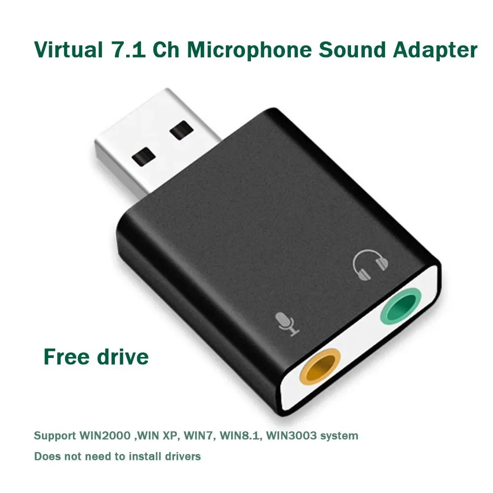 USB External Sound Card Adapter – 3.5mm Headset & Mic Audio Interface, USB 2.0 Plug & Play for PC & Mac