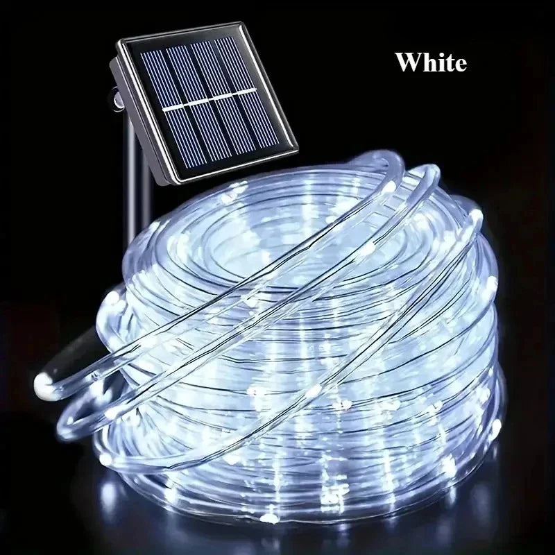 Solar LED String Lights (100/200 LEDs, 10m/20m | 32.8ft/65.6ft) Waterproof IP65 Tube Rope Fairy Lights for Garden Patio Wedding Christmas