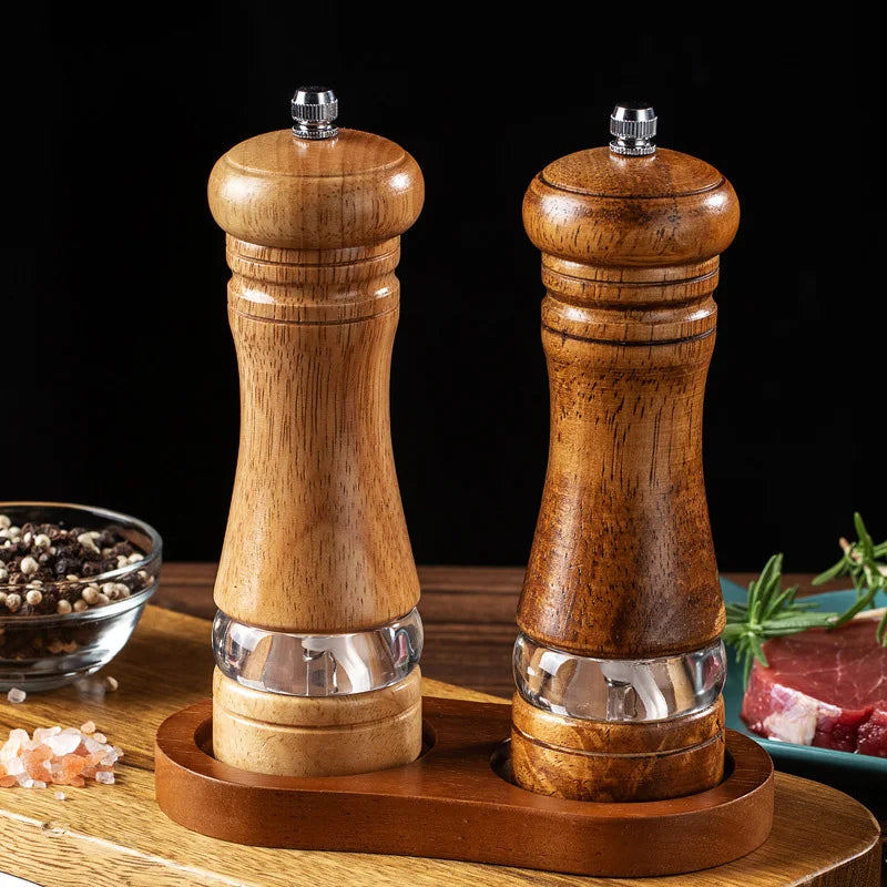 Manual Pepper Mill – Acrylic & Rubber Wood with Ceramic Core | Freshly Ground Pepper Grinder