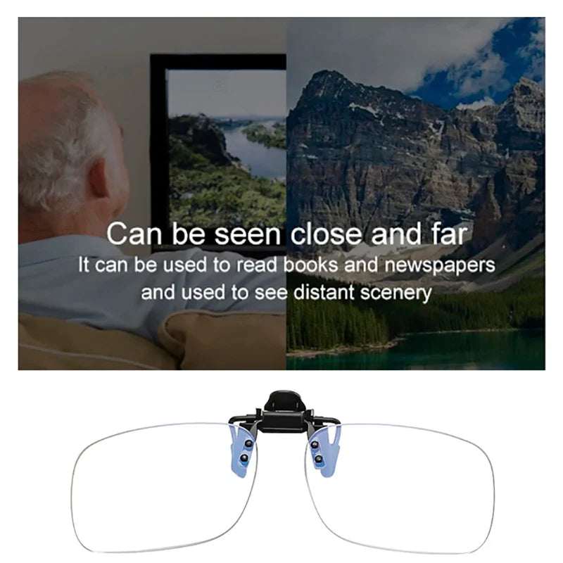 Ultra-Light Clip-On Flip-Up Rimless Reading Glasses — Presbyopic Magnifiers +1.0 +1.5 +2.0