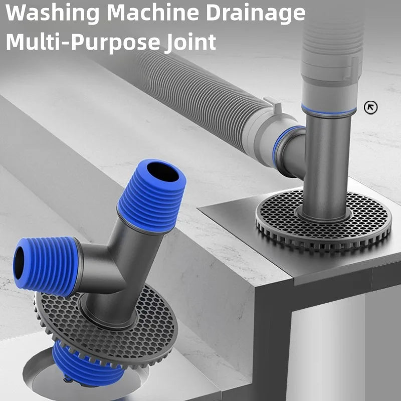 Universal Washing Machine Floor Drain Adapter 2-in-1 – Anti-Backflow Odor-Proof Hose Connector (Fits 30–46 mm / 1.18–1.81 in)