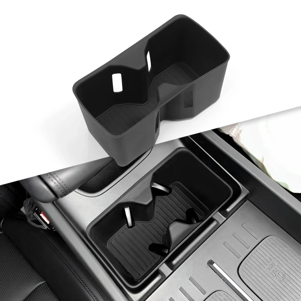 Armrest Storage Box & Cup Holder Organizer - Car Interior Anti-Dirt Pad, Black