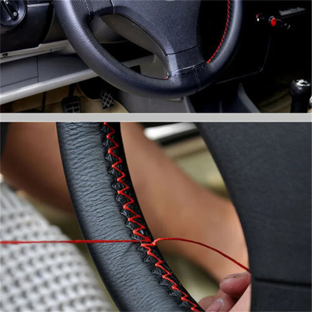 Universal Braided Microfiber Leather Steering Wheel Cover 15 in (38 cm) Wear-Resistant Grip