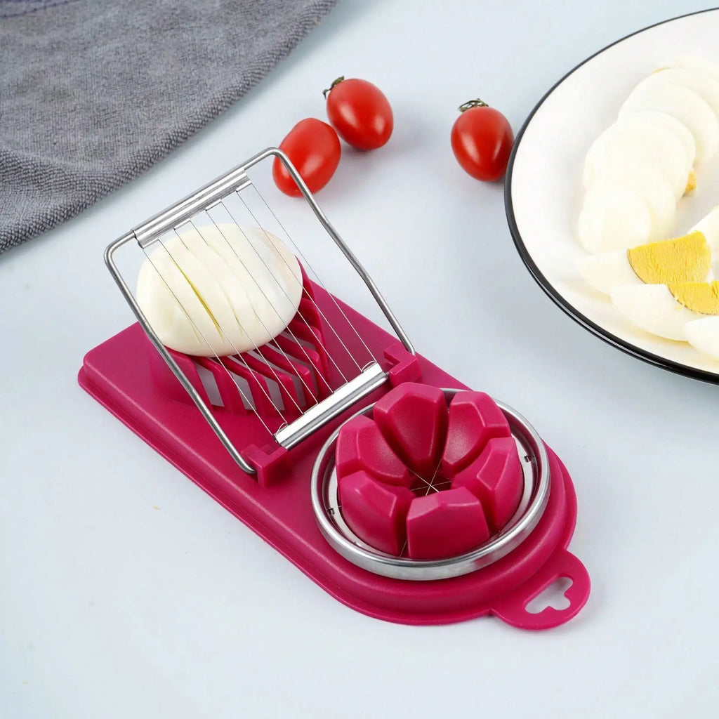2-in-1 Egg Slicer and Cutter with PP Base, Stainless Steel Wire — Hanging, Easy-Clean Kitchen Tool